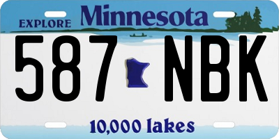 MN license plate 587NBK