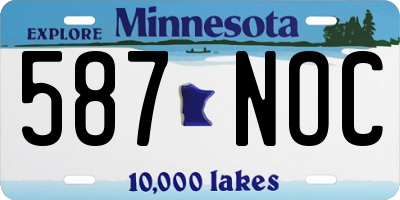 MN license plate 587NOC