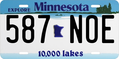 MN license plate 587NOE