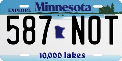 MN license plate 587NOT