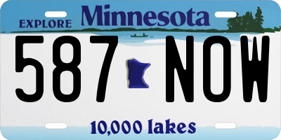 MN license plate 587NOW