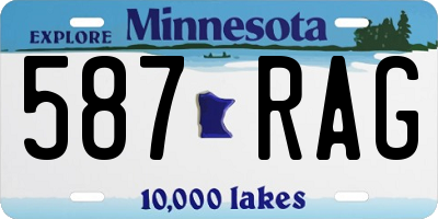 MN license plate 587RAG