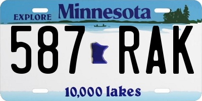 MN license plate 587RAK