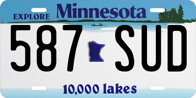MN license plate 587SUD