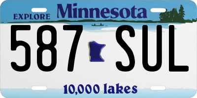 MN license plate 587SUL