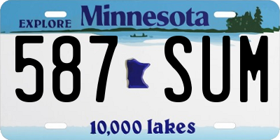 MN license plate 587SUM