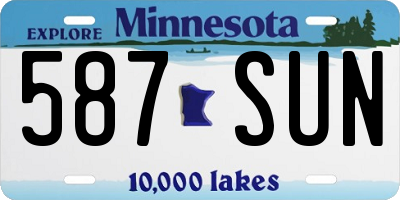 MN license plate 587SUN