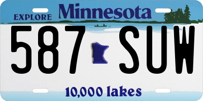 MN license plate 587SUW
