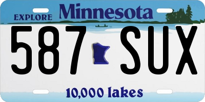 MN license plate 587SUX