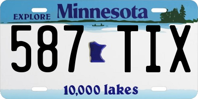 MN license plate 587TIX