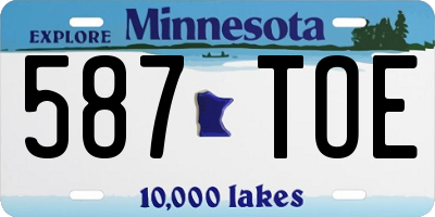 MN license plate 587TOE