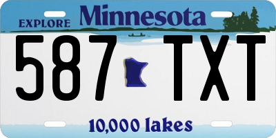 MN license plate 587TXT