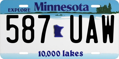MN license plate 587UAW