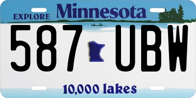 MN license plate 587UBW