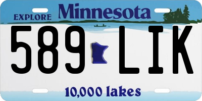 MN license plate 589LIK