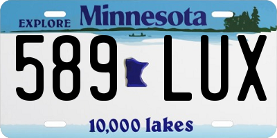 MN license plate 589LUX