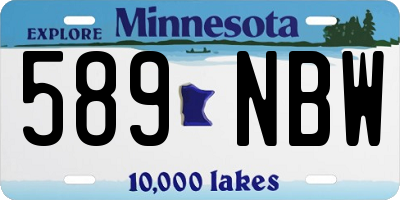 MN license plate 589NBW