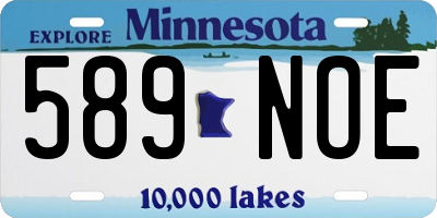 MN license plate 589NOE