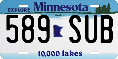 MN license plate 589SUB