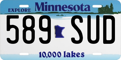 MN license plate 589SUD