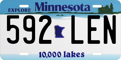 MN license plate 592LEN