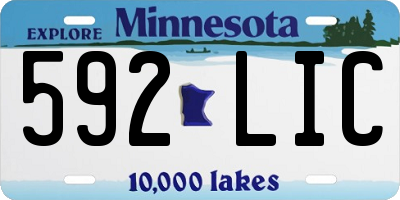 MN license plate 592LIC
