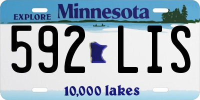 MN license plate 592LIS