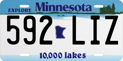MN license plate 592LIZ