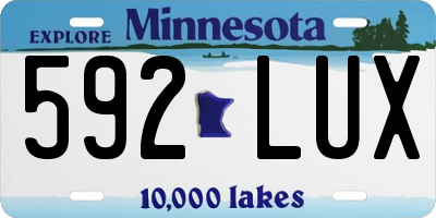 MN license plate 592LUX
