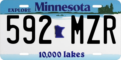 MN license plate 592MZR