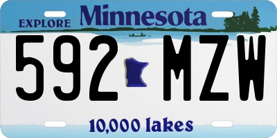 MN license plate 592MZW