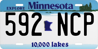 MN license plate 592NCP