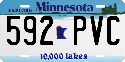 MN license plate 592PVC