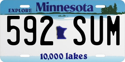 MN license plate 592SUM