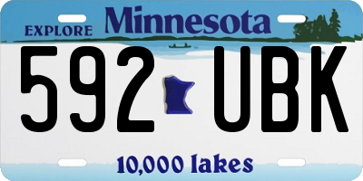 MN license plate 592UBK