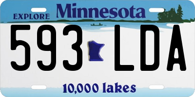 MN license plate 593LDA