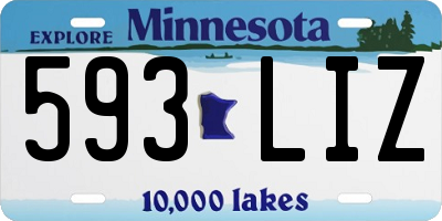 MN license plate 593LIZ