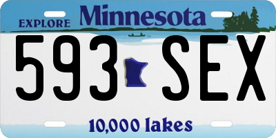 MN license plate 593SEX