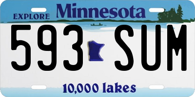 MN license plate 593SUM