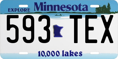 MN license plate 593TEX