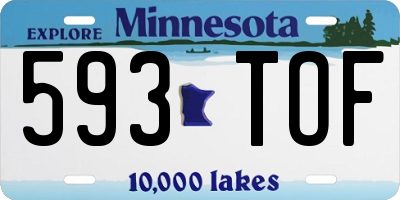 MN license plate 593TOF