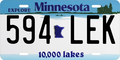 MN license plate 594LEK