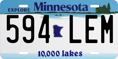 MN license plate 594LEM
