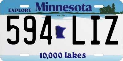 MN license plate 594LIZ