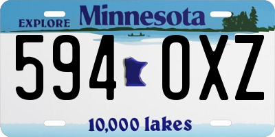 MN license plate 594OXZ