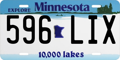 MN license plate 596LIX