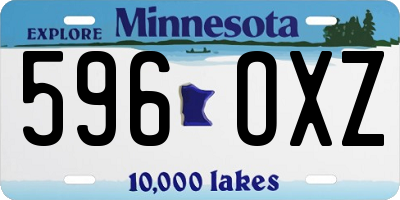 MN license plate 596OXZ