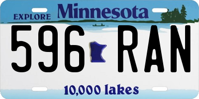 MN license plate 596RAN