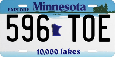 MN license plate 596TOE