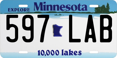 MN license plate 597LAB